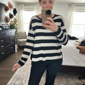 H&M Black and White Crew Neck Sweater